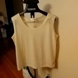 Stephanie by Crystal Cream Tank Top 3X